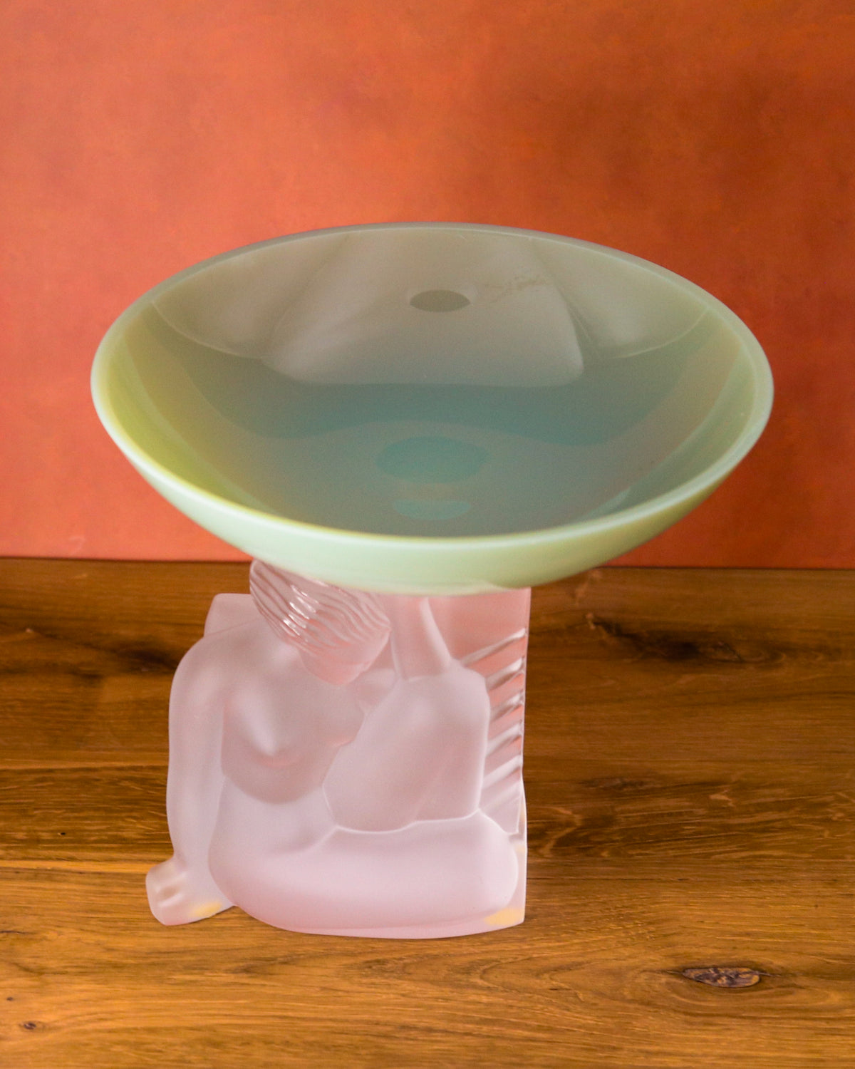 Art Deco Sevres Frosted Crystal Figural Compote Bowl – Nude Lady Centerpiece Pedestal Dish