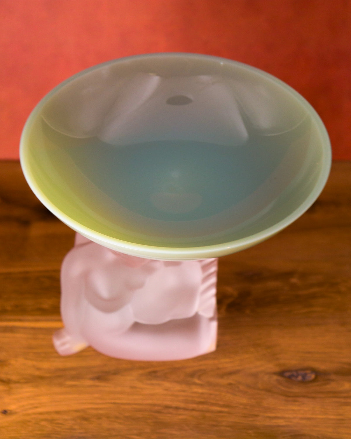Art Deco Sevres Frosted Crystal Figural Compote Bowl – Nude Lady Centerpiece Pedestal Dish