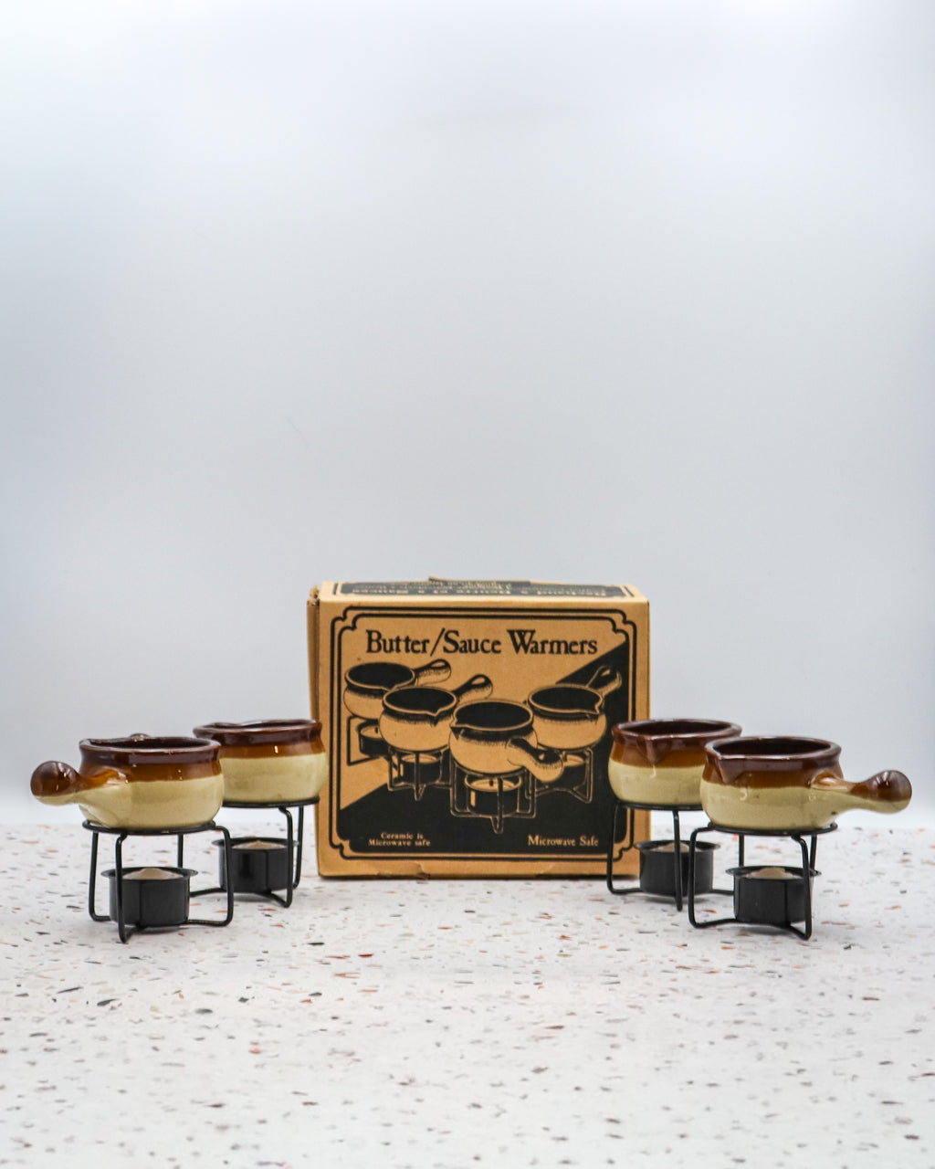 Vintage Ceramic Butter & Sauce Warmer Set