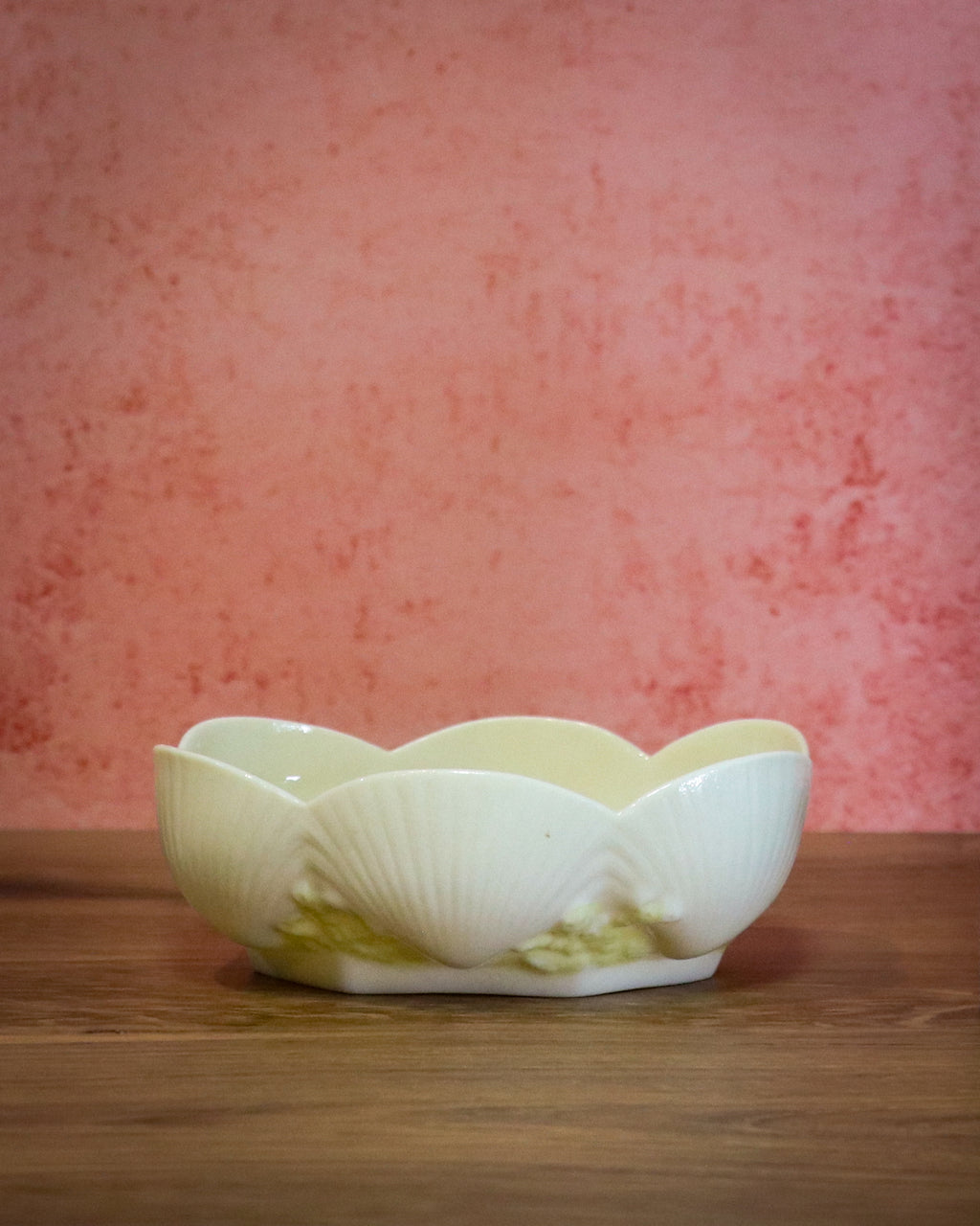 Vintage Belleek Ireland Shell Bowl – Yellow Lustre Trim, 7th Black Mark Porcelain Dish