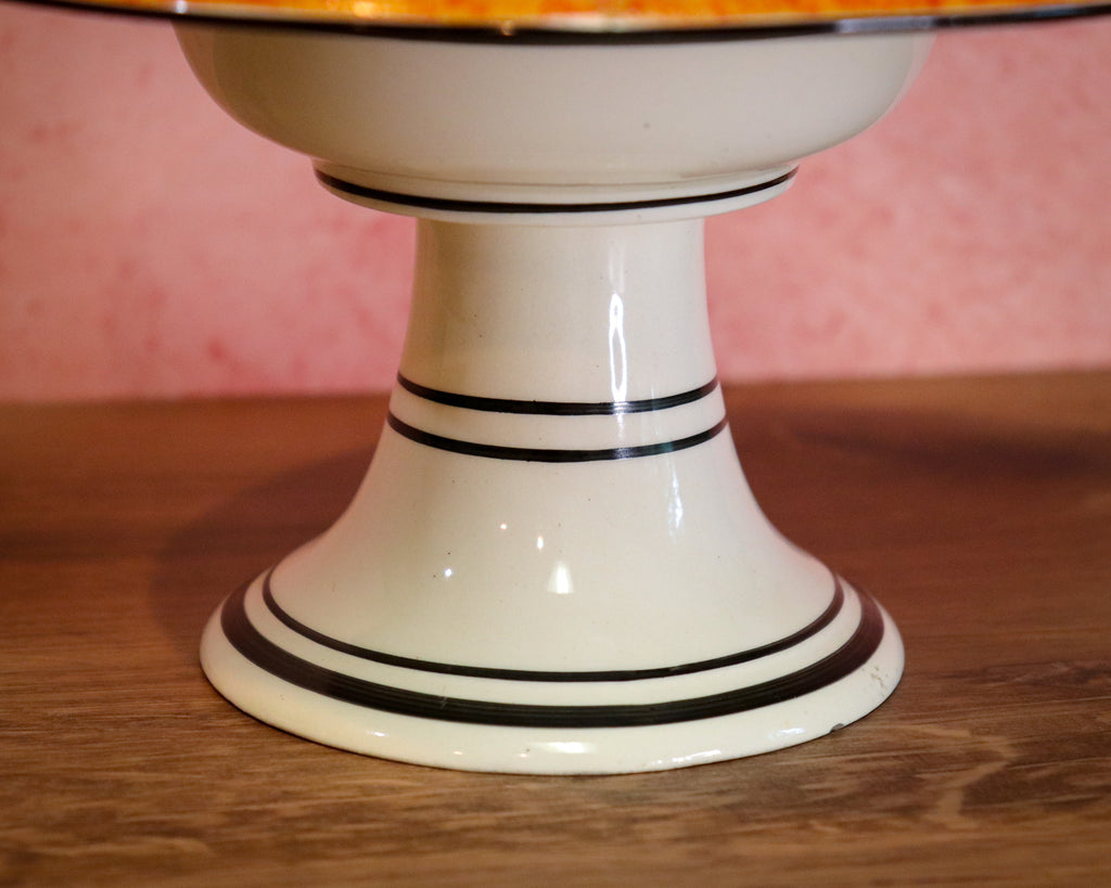 Art Deco Czechoslovakia Hand-Painted Orange Spatter Pedestal Compote Bowl