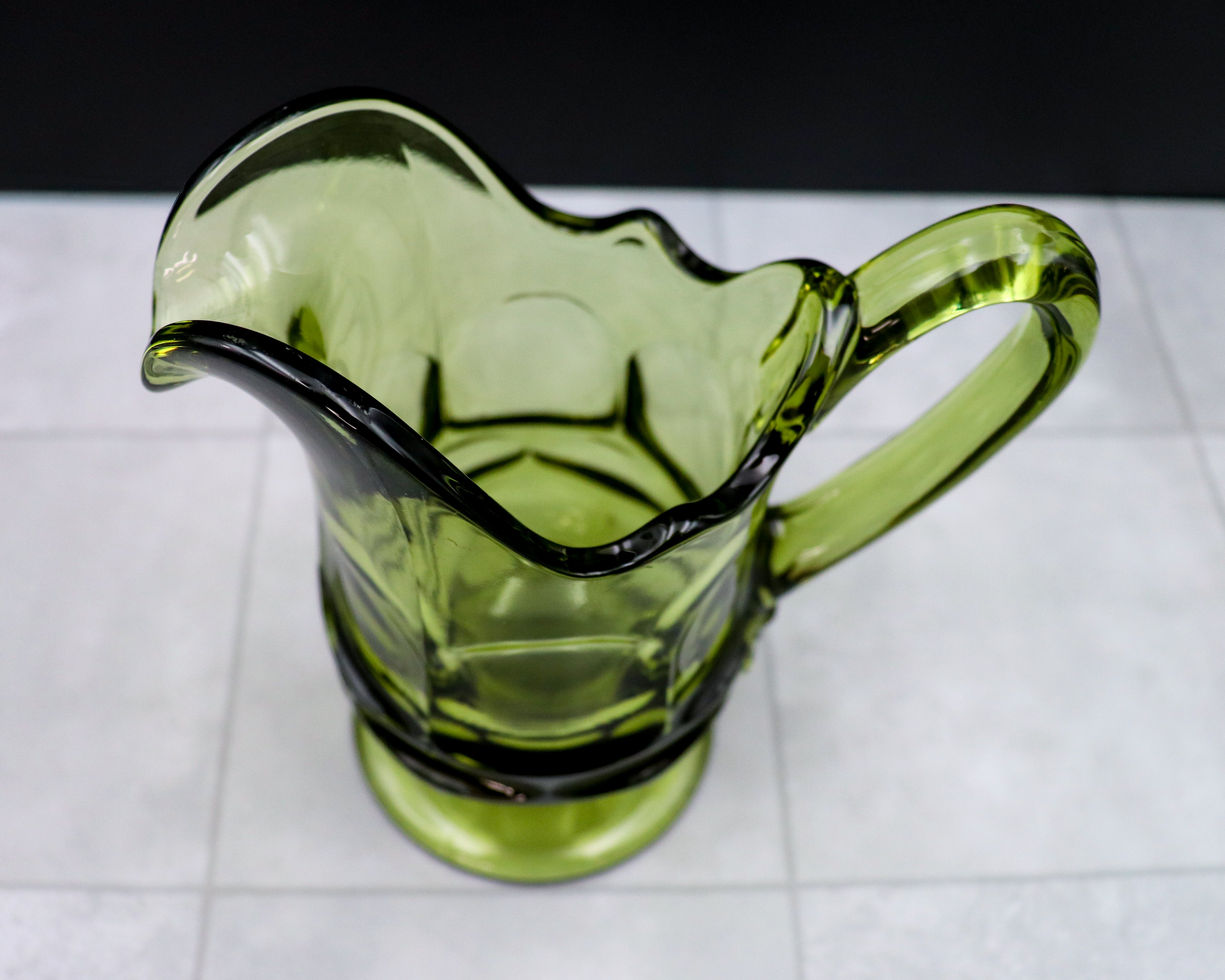 Vintage Fostoria Green Glass Creamer – Henry Ford Museum Exclusive Elegant Glass Pitcher