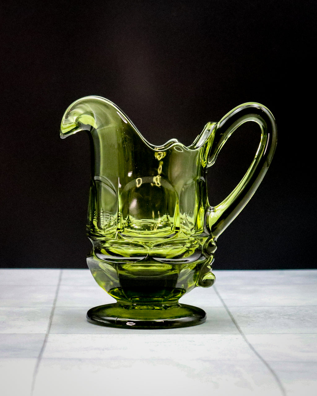 Vintage Fostoria Green Glass Creamer – Henry Ford Museum Exclusive Elegant Glass Pitcher